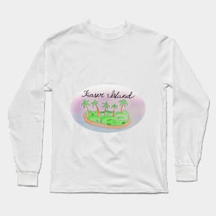 Fraser Island watercolor Island travel, beach, sea and palm trees. Holidays and vacation, summer and relaxation Long Sleeve T-Shirt